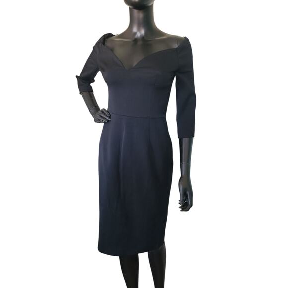 DSQUARED2 Little Black Sheath Dress Wool Blend 3/4 Sleeve Size 42 US 6 - Picture 3 of 9